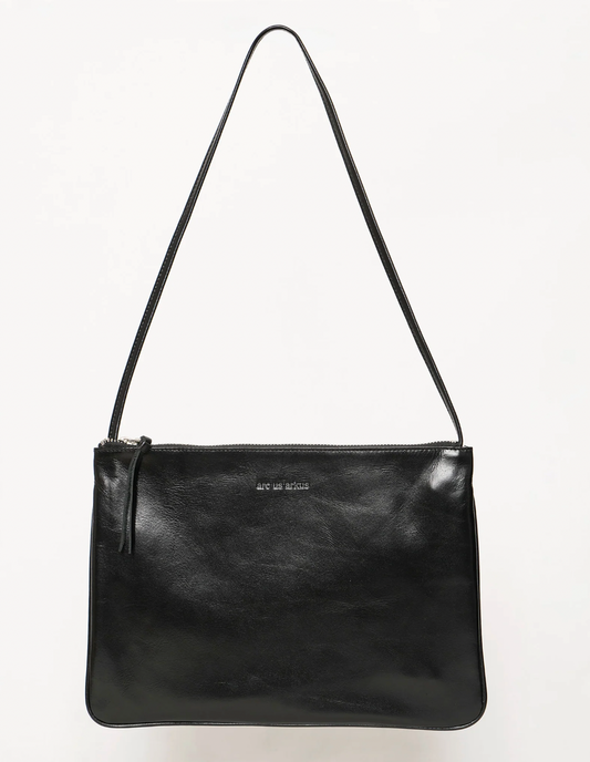 BLACK LEATHER SHOULDER BAG